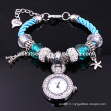 2014 New arrival glass beads lady quartz bracelet vogue ladies bracelet watches